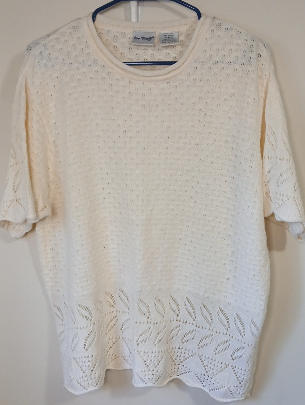 Openwork Crewneck Sweater in Cream - Lightweight Knit